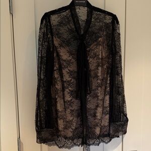 Valentino Black Lace Sheer Blouse